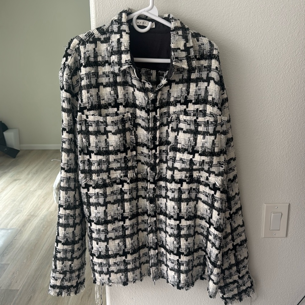 Mnml frailed style plaid button up size large worn once